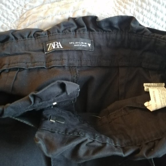 H&M Black high rise belted pants sz 30 sz L - Picture 7 of 8